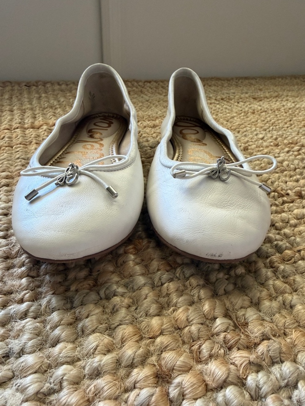 Sam Edelman White Leather Bow-Trim Ballet Flats - Picture 5 of 10